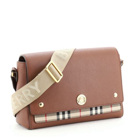 burberry check and leather note crossbody|burberry note leather check bag.